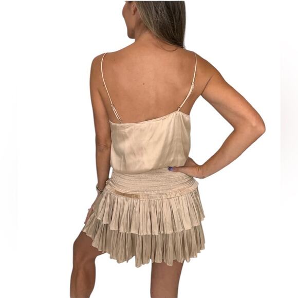 Reset by Jane Amore Satin V-Neck Balloon Hem Top Gold Adjustable Straps, M - Picture 8 of 8